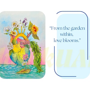 Heart's Garden, una cartolina d'arte digitale stimolante, un biglietto d'auguri o di anniversario, scaricabile, ideale per regali, cornici o come riflessione personale.