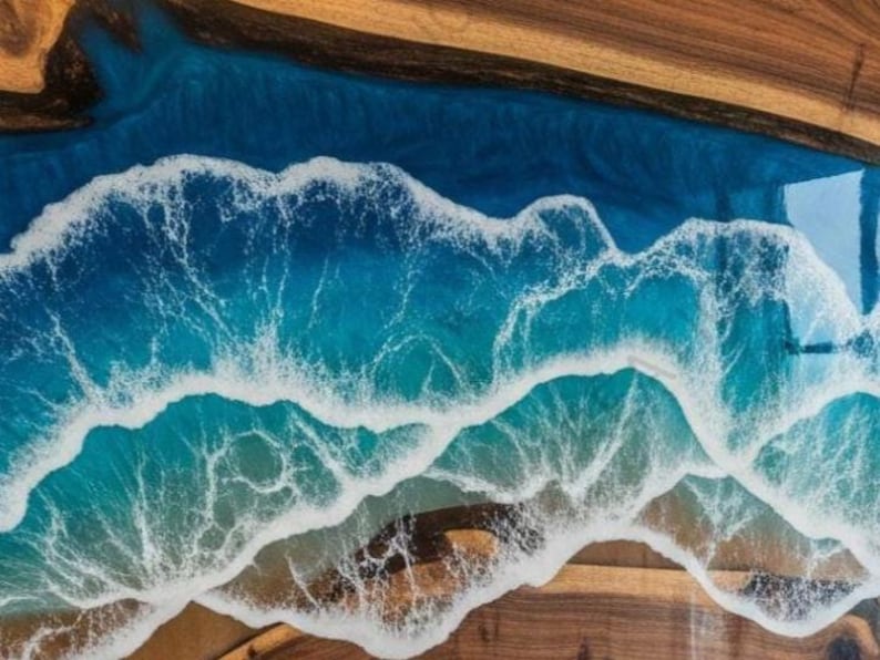 Handcrafted Ocean Waves Epoxy Resin Live Edge Headboard – Modern Rustic ...