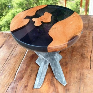Black Transparent Epoxy Wooden Coffee Table – Sleek Modern Design with Natural Elegance