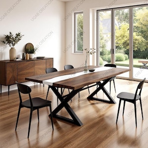 Handcrafted White Epoxy Resin & Wood Dining Table – Custom Luxury Furniture for Home Decor