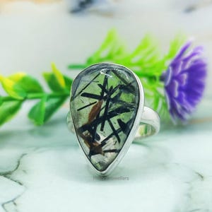 Sterling Silver Rutilated Quartz Ring: Natural Stone, Indian Design