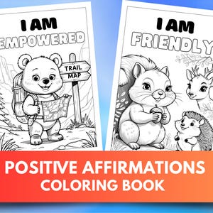 Positive Affirmations Coloring Book for Kids – 21 Pages – Cute Animal Coloring PDF – Self-Esteem Activities – Digital Download
