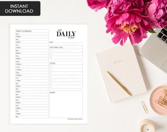 The Daily Plan | Notebook Planner | Half Hour Increments | Business Tools | Time Blocking | Instant Download