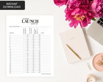 The Business Launch Guest List | Launch Party | Network Marketing | Business Tools | Printable | Instant Download