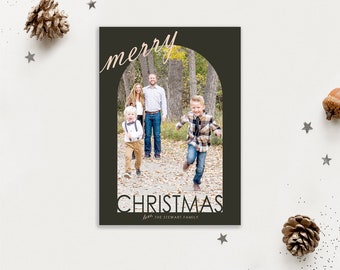 PRINTABLE Christmas Card | Merry Christmas Modern Arch | Holiday Card | Photo | Family Card | Semi-Custom | Customize Template