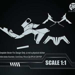 Könnte beinhalten: Ein hellgraues Vektor-Design-Template vor schwarzem Hintergrund. Das Design umfasst verschiedene geometrische Formen und Umrisse, mit dem Text "SCALE 1:1" und "Lilac Project". Der Text "This Template Vector For Design Only" ist ebenfalls sichtbar.