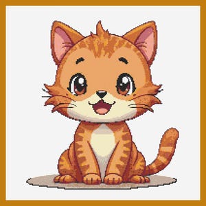 Cartoon Tiger Cat Cross Stitch Pattern PDF | Cute Ginger Tabby Embroidery Design | Funny Cat Stitch | Digital Animal Craft for Cat Lovers image 9