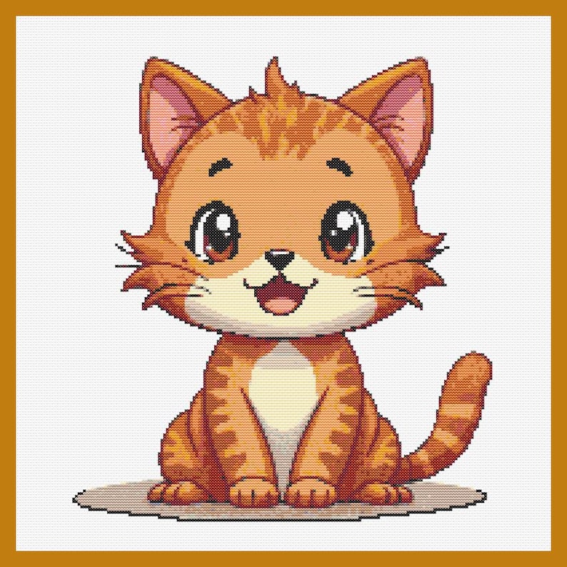 Cartoon Tiger Cat Cross Stitch Pattern PDF | Cute Ginger Tabby Embroidery Design | Funny Cat Stitch | Digital Animal Craft for Cat Lovers image 9