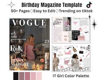 Birthday Magazine Canva Template, Personalized Gift for Her, Birthday Magazine for Best Friend, Editable Vogue Birthday Magazine,Bestie Gift