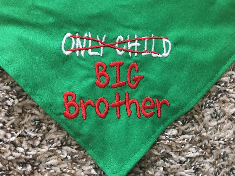 Only Child to Big Brother or Big Sister Dog Bandana Etsy