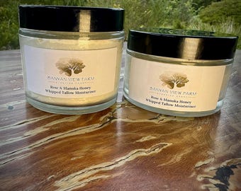 Whipped Tallow Moisturizer: Rose & Manuka Honey, Organic Grass-Fed Tallow