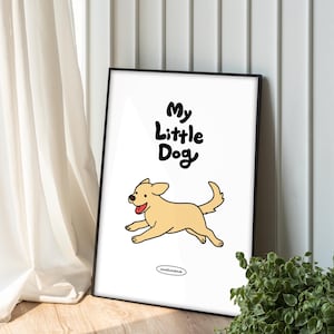 Cute Puppy Wall Art Print, Dog Illustration Poster, Adorable Pet Printable, Kids Room or Nursery Decor, Digital Download Animal Artwork