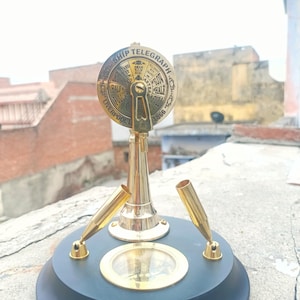 6&quot; Maritime brass  Ship telegraph with compass and penholder. Engine Telegraph /Nautical Marine Telegraph Collectible Room & Office Décor