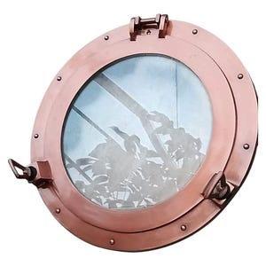 12&quot; Solid Aluminum Porthole Window – Nautical Wall Decor – Beach House Ocean Round Mirror – Ship Cabin Porthole – Coastal Home Decor –