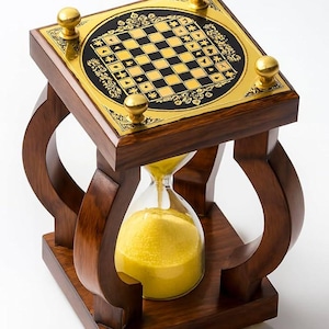 Vintage Wooden Chess Sand Timer | Handmade Hourglass | Chess Lover Gift | Antique Style Desk Decor | Chess Clock Decor