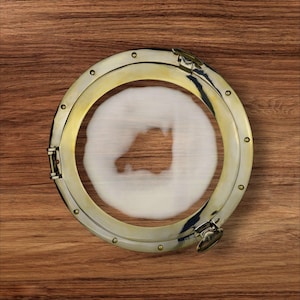 15&quot; Solid Brass Porthole Window – Nautical Wall Decor – Beach House Ocean Round Mirror – Ship Cabin Porthole – Coastal Home Decor – Marine G