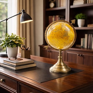 Antique Brass World Globe – 13-Inch Vintage Desk Decor