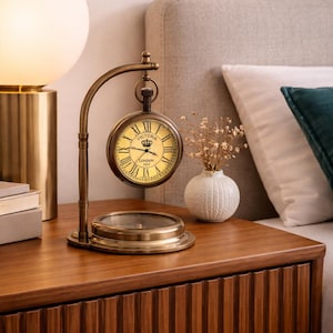 Reloj de mesa vintage de latón personalizado de 10 cm: reloj de escritorio retro artesanal, pieza de decoración de latón antiguo para el hogar y la oficina.