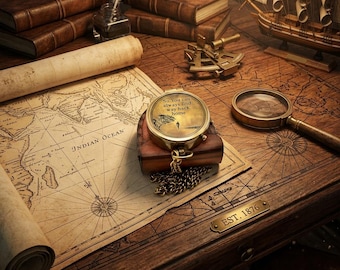 Solid Brass Pocket Compass | Vintage Nautical Navigation Tool