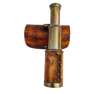 Antique Brass Telescope: Nautical Spyglass with Leather Case