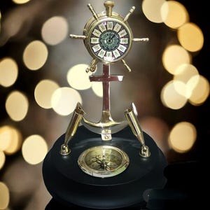 6&quot; Maritime brass  Ship telegraph with compass and penholder. Engine Telegraph /Nautical Marine Telegraph Collectible Room & Office Décor