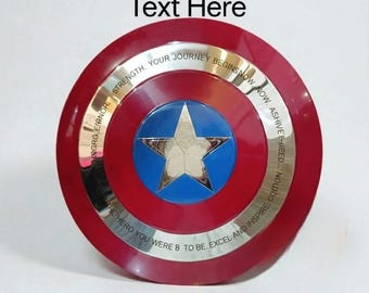 Personalized Captain America Shield, Engraved Text, Custom Superhero Gift, Comic Decor
