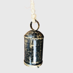 Rustic Gold Cow Bell: Handmade Iron Hanging Bell with Jute Rope