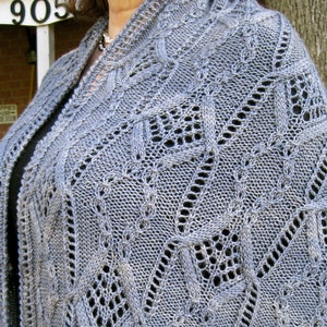 Knit Shawl Pattern: Mito Cable Lace Shawl Knitting Pattern image 1