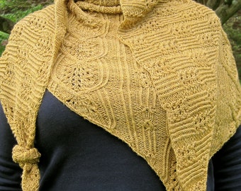 Knit Triangular Shawl Pattern:  Kiso Japanese Lightweight Lace Cuneate