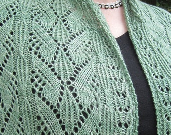 Knit Shawl Pattern:  Ona Cable Lace Shawl Knitting Pattern