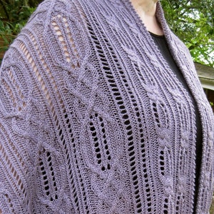 Knit Shawl Pattern:  Hookset Cable Lace Shawl Knitting Pattern