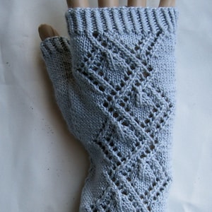 Knit Mitt Pattern:  The Devil&#39;s Advocacy Lace Fingerless Mitts Knitting Pattern