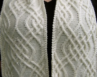 Knit Scarf Pattern:  Kursk Aran Cabled Turtleneck Scarf Knitting Pattern