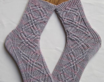 Knit Sock Pattern:  Joffree Cable Lace Sock Knitting Pattern