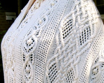 Knit Shawl Pattern:  Santa Fe Cable Lace Shawl Knitting Pattern