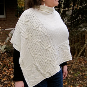 Knit Poncho Pattern:  Adare Cabled Poncho Knitting Pattern