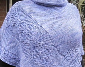 Knit Poncho Pattern:  Thurso Cabled Poncho Knitting Pattern
