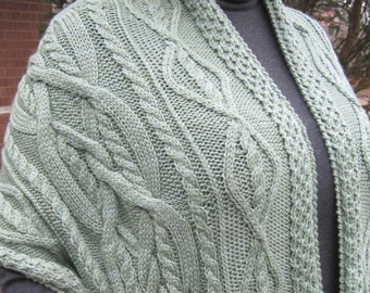 Knit Shawl Pattern:  Warm Stowe Pocket Shawl Knitting Pattern