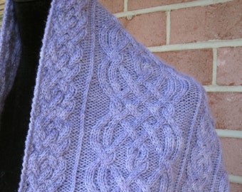 Knit Shawl Pattern:  Fraser Cabled Shawl Knitting Pattern