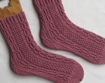 Knit Sock Pattern:  Bridgetown Alpine Cabled Sock Pattern