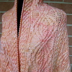 Knit Shawl Pattern:  Alberta Cabled Shawl Knitting Pattern