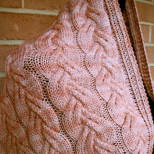 Knit Shawl Pattern:  Grenoble Cabled Shawl Knitting Pattern.