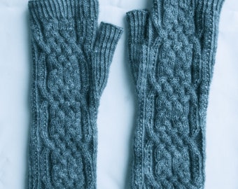 Knit Fingerless Mitts:  Le Seul Cabled Fingerless Mitts Knitting Pattern
