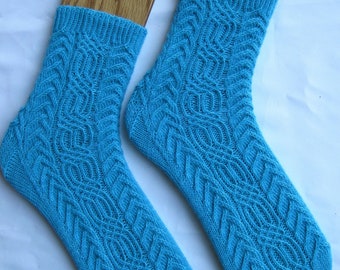 Knit Sock Pattern:  Kilwinning Alpine Cabled Sock Knitting Pattern