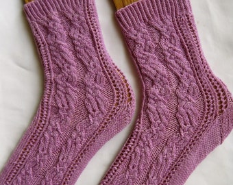 Knit Sock Pattern:  White Rock Cabled Sock Knitting Pattern