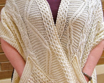 Patrón de tejido: cálido chal de pescador con bolsillo