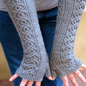 Knit Mitt Pattern:  Totally Cabled Long Fingerless Mitt Knitting Pattern