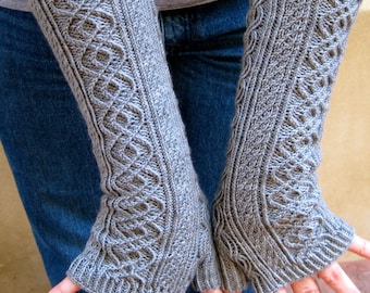 Knit Mitt Pattern:  Totally Cabled Long Fingerless Mitt Knitting Pattern