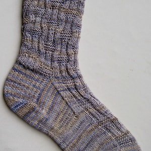 Knit Sock Pattern:  Easy Eccentric Ribbing Knitted Sock Pattern