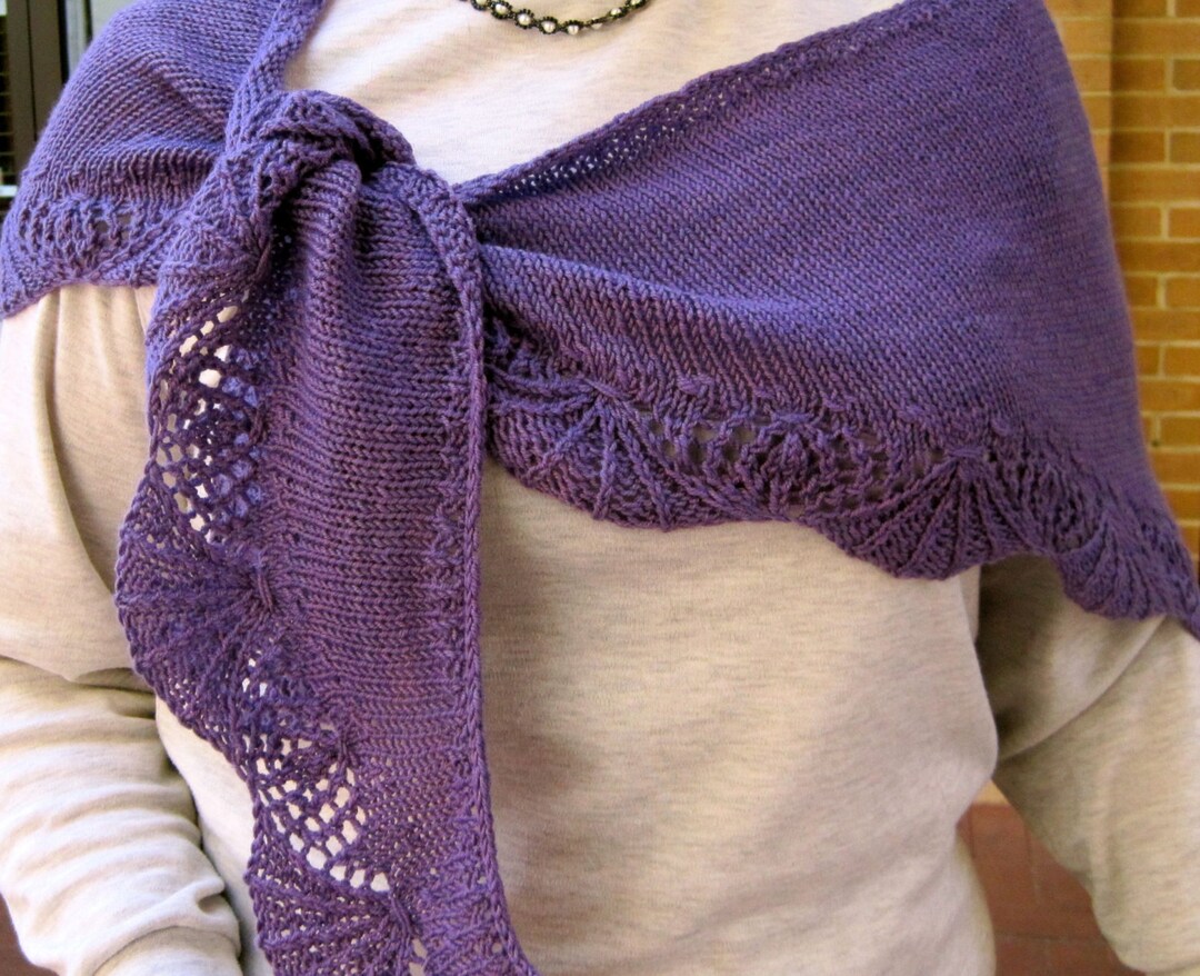 Knit Wrap Pattern Long Wingspan Scalloped Crescent Shawlette Knitting